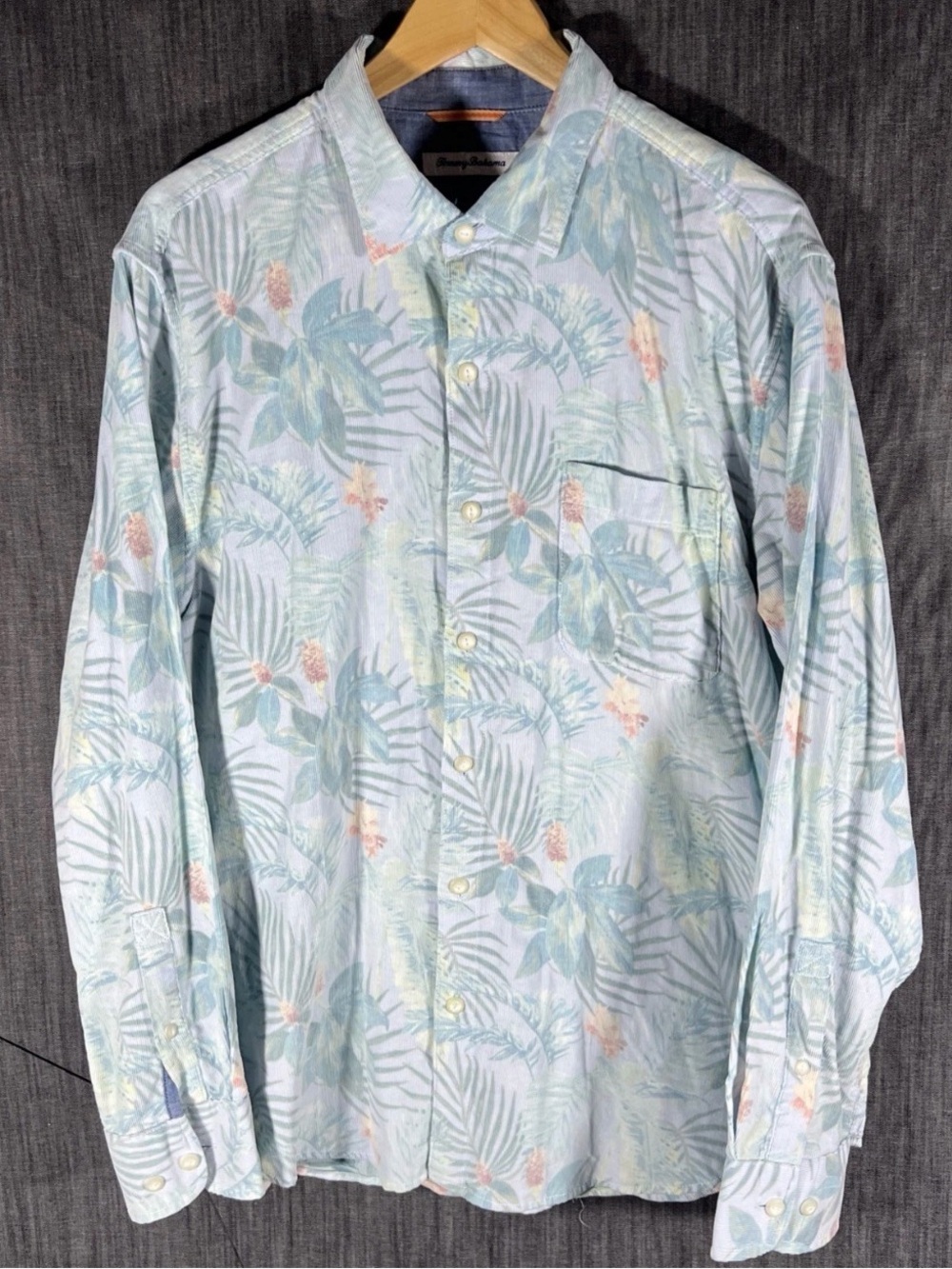 Tommy Bahama Coastline Hawaiian Corduroy Shirt Men's Size L Tropical